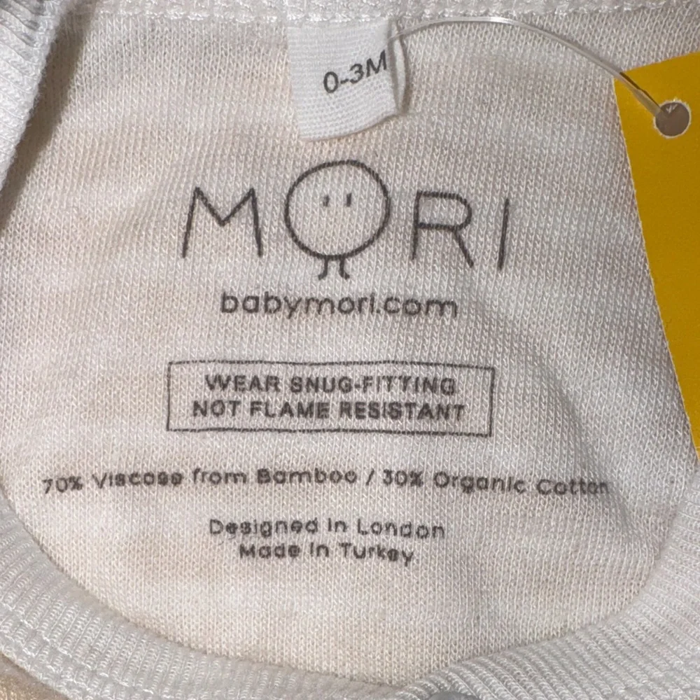 NEW MORI Baby Footie Beige Striped, 0-3 months